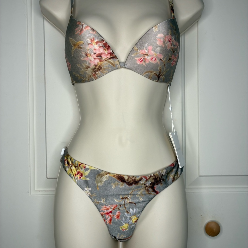 Zimmermann Floral Gray Bra Set